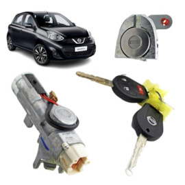 Conjunto Trava de Dire��o Nissan March Com Chave 