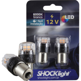 L�mpadas Led 1156 - 16Leds -2835/4216 1Polo 12V Laranja  