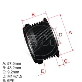 Polia Roda Livre do Alternador Dodge Jeep Toyota Corolla 