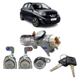 Conjunto Trava Dire��o Nissan March Com Chave 