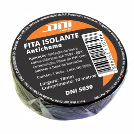 Fita Isolante em PVC Antichama Preta Rolo Com 10Metros 