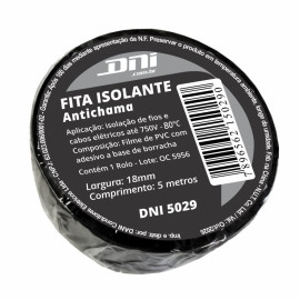 Fita Isolante em PVC Antichama Preto Rola Com 5 Metros 