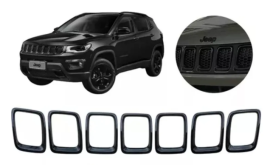 Moldura Grade Radiador Fiat Compass Preto 7Pe�as 